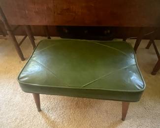 MCM GREEN LEATHER HASSOCK