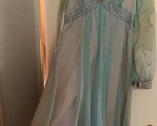 CHIFFON Beaded Mini Dress 1960’s Aqua Blue