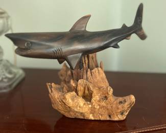 Carved Wooden Shark along with Navajo BOLOTIES