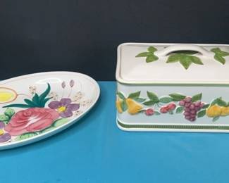 Ceramic Breadbox and Platter