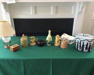 Lamp, Music Box, Jars, Teapots, Napkins, Hatbox, Placemats