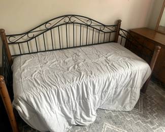 Iron and Wood Day Bed Frame w/ Mattress