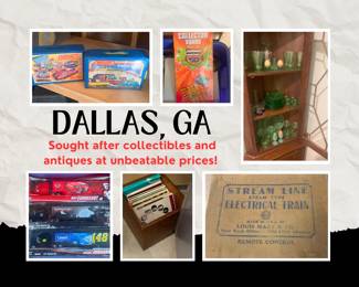 Shop our Dallas Estate Sale for a great selection of collectibles including vinyl, matchbox, Nascar, NFL, depression glass, vintage electric train sets, Lionel trains and more!