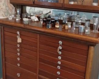 Stunning dental cabinet and antique dental instrument 