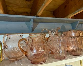 Depression glass pitchers