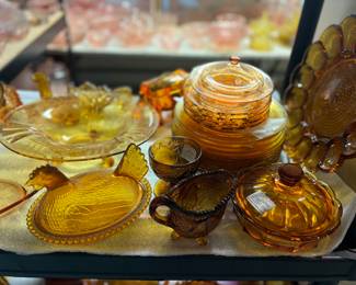 Mid century amber glass