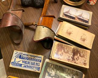 Stereoscopes, cards, military, ships, worlds fair