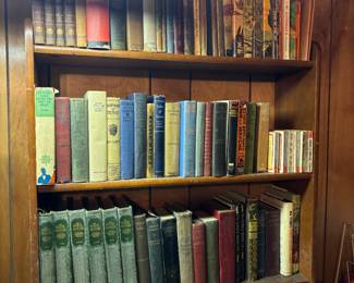 Vintage book shelf and books