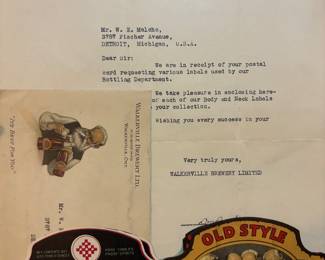 Hundreds of vintage beer labels with letters from the companies 