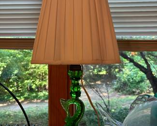 Heisey moongleam dolphin candlestick lamp