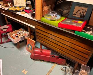 Mid century desk and cabinet