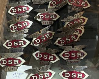 Dozens of Antique / Vintage Detroit Street Railway trolly badges 