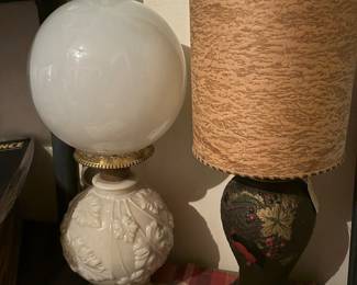 Antique milk glass lamp
