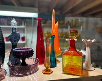 Swung vases, Blenko, mid century glass