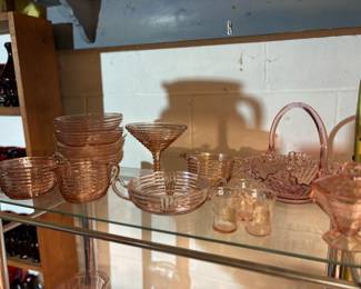 Antique Anchor Hocking pink Manhattan depression glass 