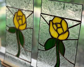 Leaded glass flower panels 