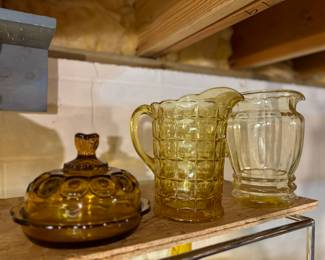 Amber glass pitchers