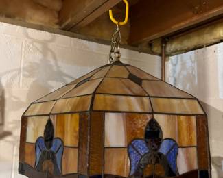Antique stained glass hanging light