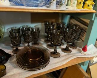 Mid century goblets, plates