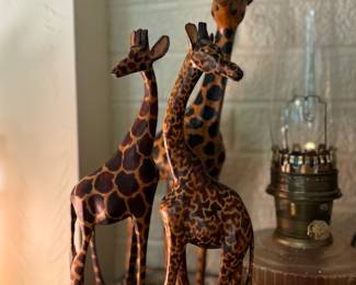 Hand carved giraffes 