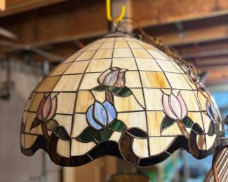 Vintage stained glass light fixture 