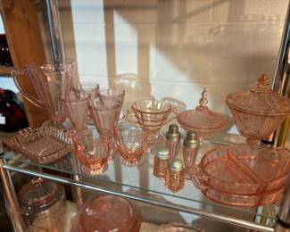 Pink depression glass 