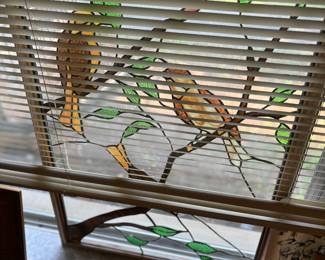 Beautiful bird stained glass panel 