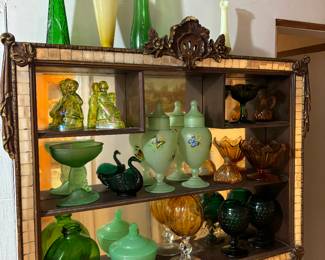 Very cool art deco mirrored wall hanging shelf