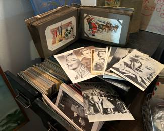 Drawers of antique famous postcards, Marilyn Monroe, wizard of oz, etc