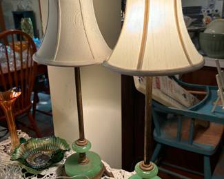 Antique jadeite / onyx lamps