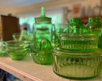 Anchor Hocking uranium glass refrigerator dishes 
