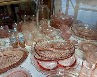 Anchor Hocking pink oyster and other depression glass