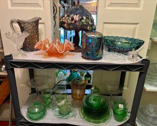 Carnival glass, vaseline glass