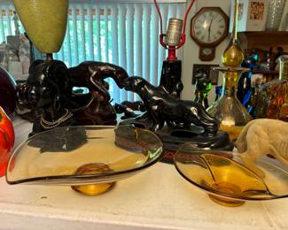 Vintage mid century viking glass, lamps