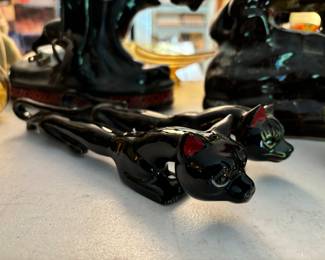 Vintage black panther salt and pepper shakers