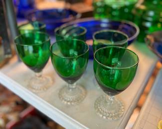 Anchor hocking green bubble glass set
