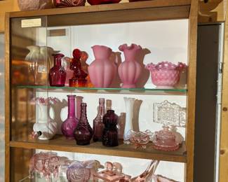 Fenton, mid century glassware, depression glass, vases, swans