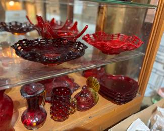 Viking and imperial mid century glass, display cabinet with lights and glass sliding doors