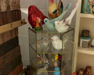 Fenton birds, Display case, owls 