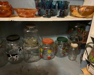 Vintage cookie jars, pickle jars, storage containers