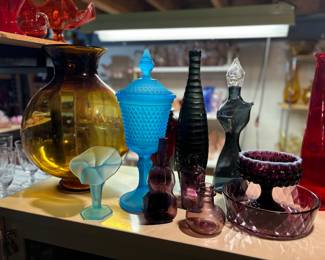 Blenko, diamond point, mid century glass