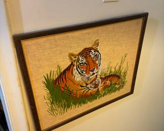 Vintage mid century tiger art