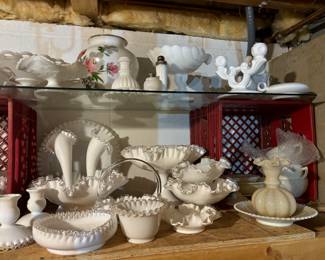 Antique Fenton Milk glass, Epergne 