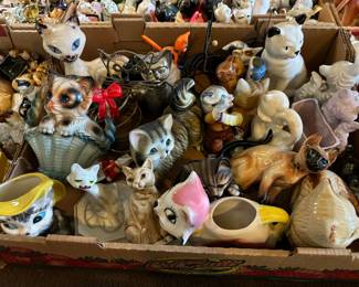 Cat cups! Cat figurines! Cats everywhere!