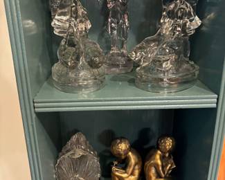 Book ends, crystal figurines
