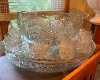Serving platters, punch bowl