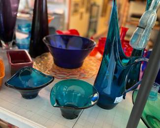 Viking glass pitcher and dishes