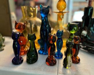 Mid century viking and Murano glass cats
