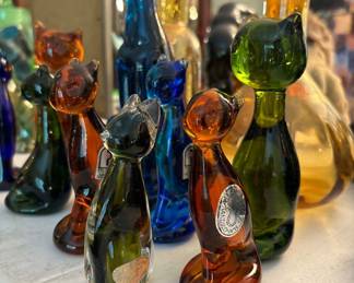 Viking glass mid century cats
