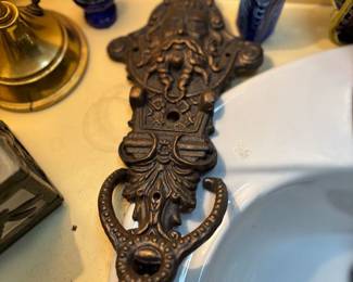 Antique victorian god faced door knocker 